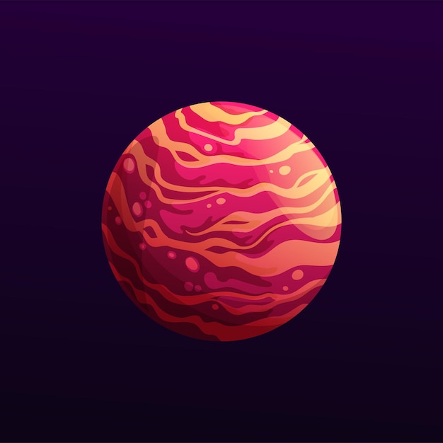 Vector mysterious red space planet with stripes mars