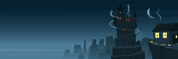 Banner di scena notte misteriosa e spettrale