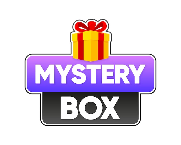 Mystery Box banner Present secret surprise Mystery box gift and question icon Vector illustration