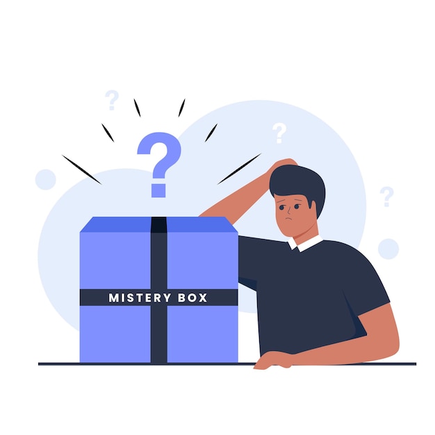 Vector mystery box illustration design concept