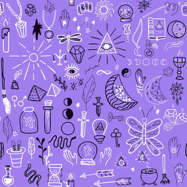 Mystery Doodle Seamless Pattern