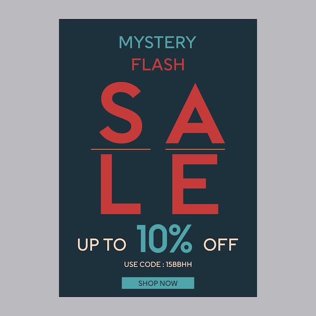 Vector mystery flash sale 10 percent off discount promotion poster