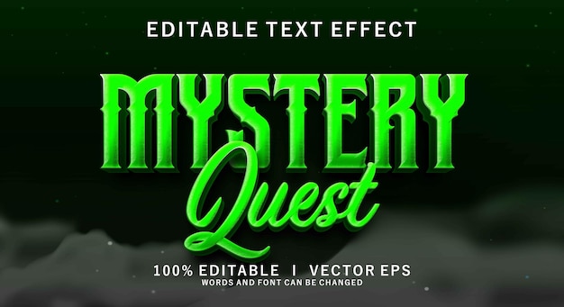 mystery quest vector text effect with modern style design