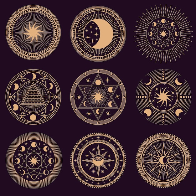 Mystic circle symbols.