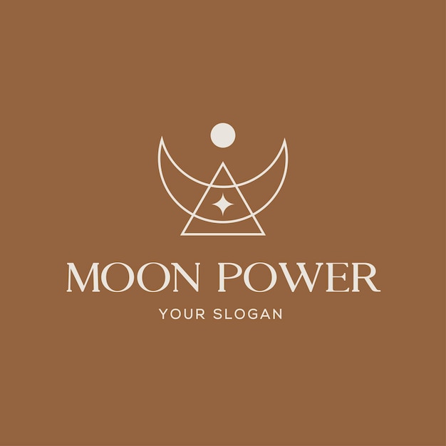 Mystic esoteric elegant moon power logo design with star and pyramid in luxury style