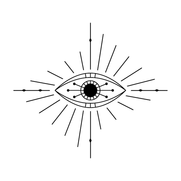 Mystic evil eye line art esoteric sign Occult symbol