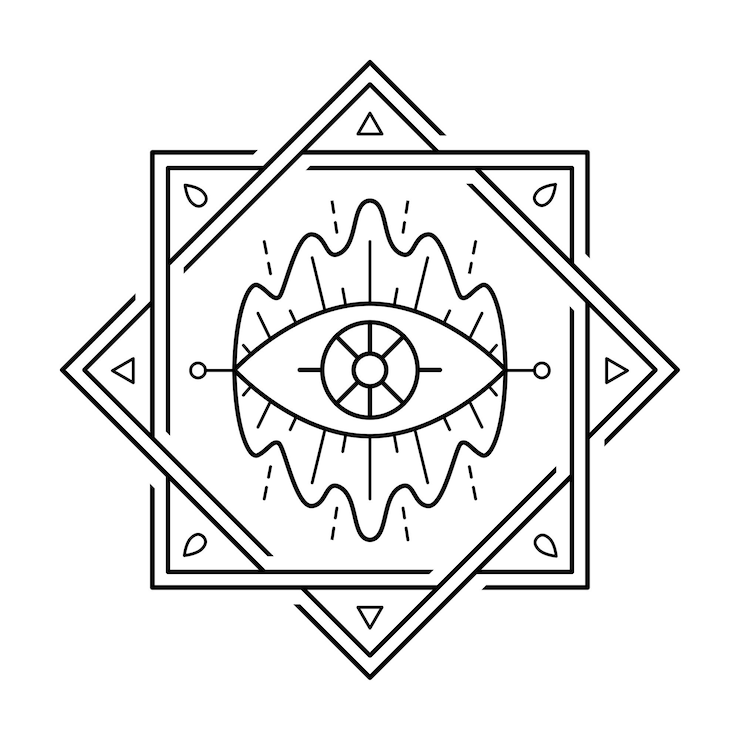 Vector mystic evil eye prints line art esoteric sign occult symbol