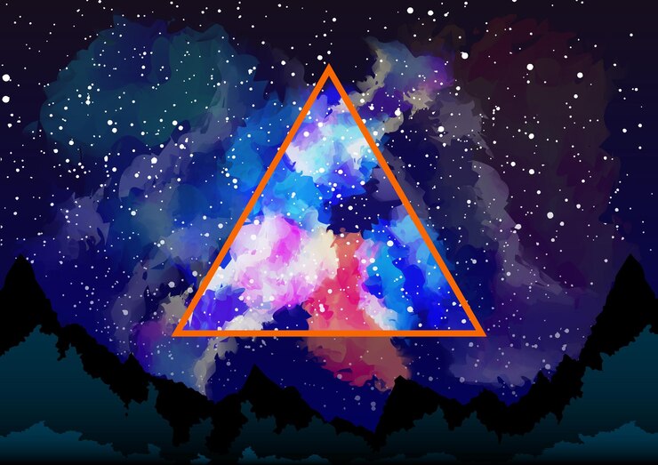 Vector mystic galaxy view through the astral triangle