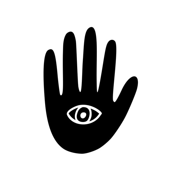 벡터 라노카트 스타일의 세 번째 눈을 가진 신비로운 손 천상의 마법 아이콘  ⁇ 터 일러스트레이션 격리