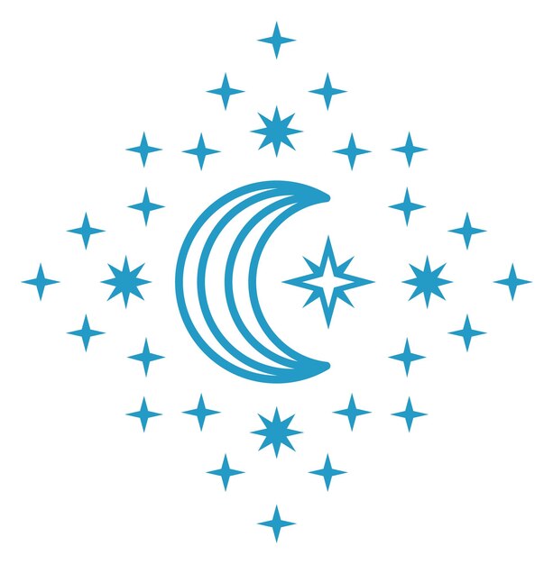 Vector mystic moon symbool crescent alchemie lijn pictogram geïsoleerd op een witte achtergrond