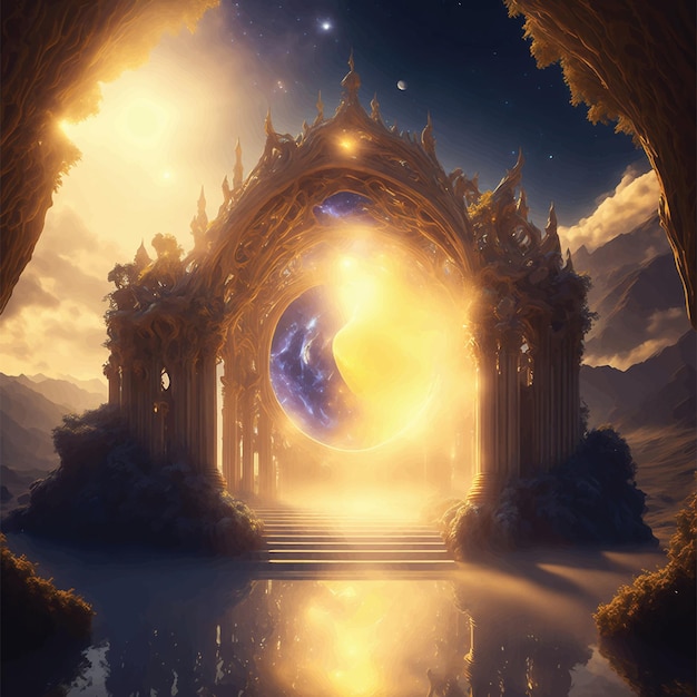 Vector mystic place heavenly realistic surreal