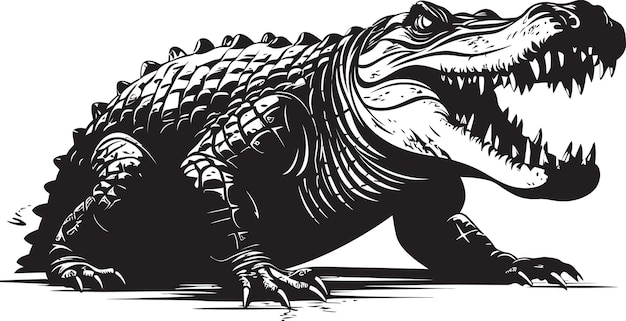 Mystic Predator Alligator Vector Logo River Guardian Zwarte Alligator Icon Design