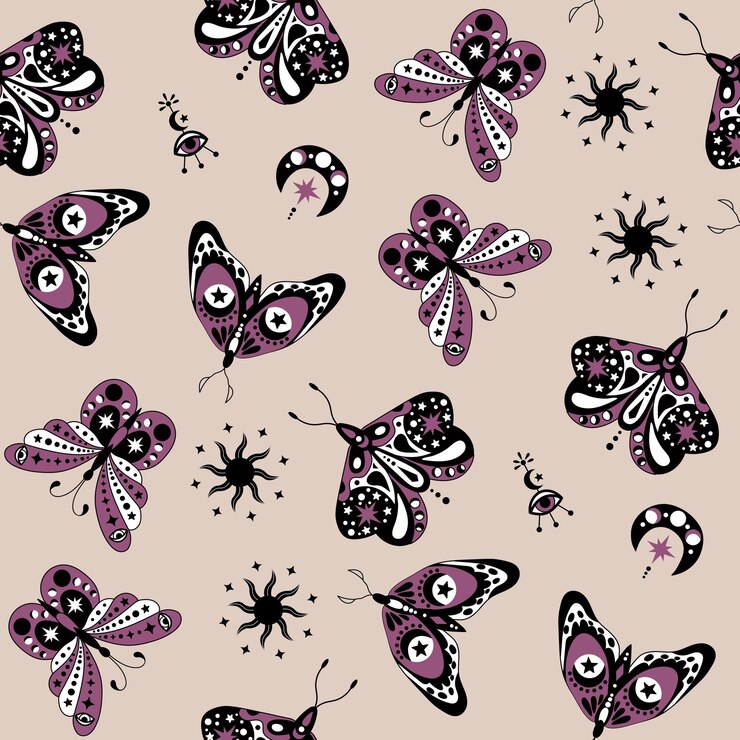 Vector mystic seamless pattern design for fabric textiles wallpaper packaging