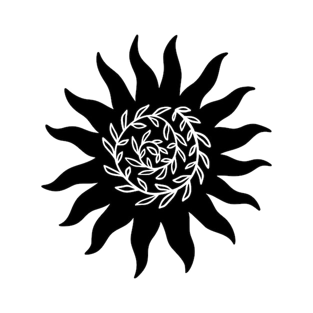 Mystic sun vector illustration celestial tribal sun geïsoleerd op witte achtergrond gestileerd