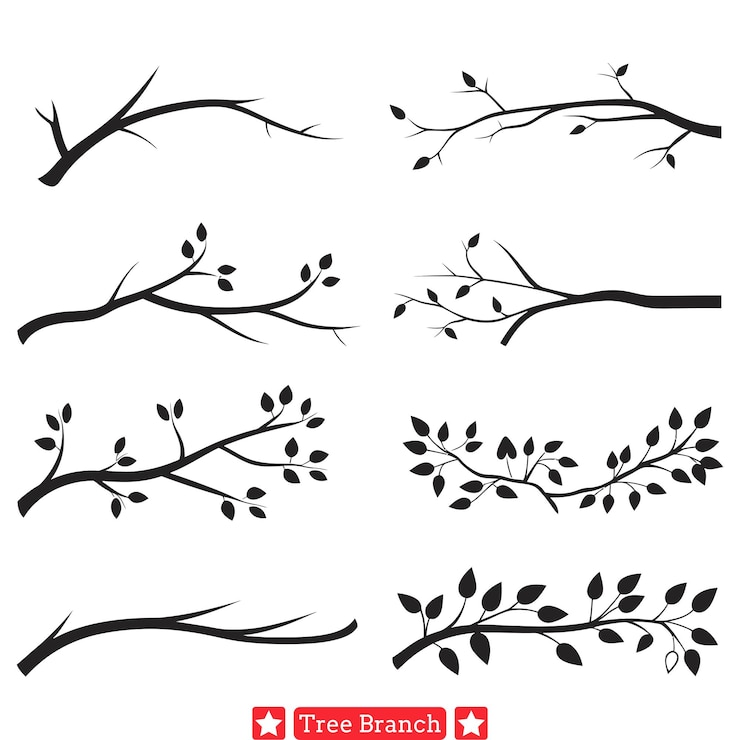 Vector 미스틱 우즈 에니그마틱 트리 브랜치 터 실루