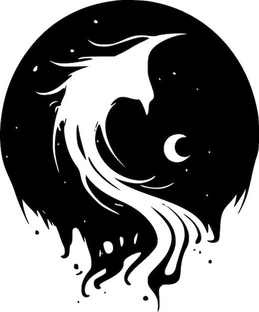 Vector mystical black and white vector illustration