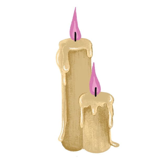 Vector mystical candle on white isolated background