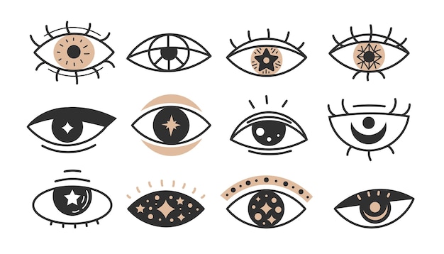 Vector mystical eye vector set