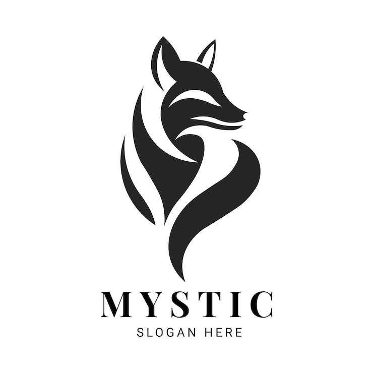 Vector mystical fox logo vector with captivating black and white design