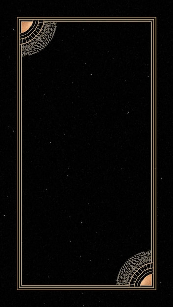 Mystical gold frame on black background mobile phone wallpaper