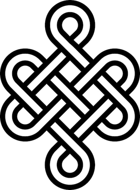 Vector mystical knot longevity health sign good luck feng shui tattoo