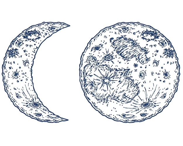 Icona del logo dello schizzo lunare mistico per cosmetici bellezza tatuaggio spa manicure gioielleria luna