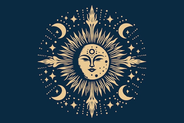 Vector mystical magic sun amp moon