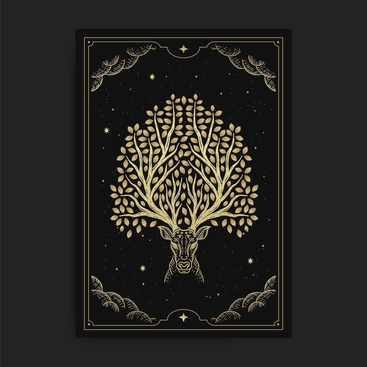 Vector mystical or magical deer natural horn