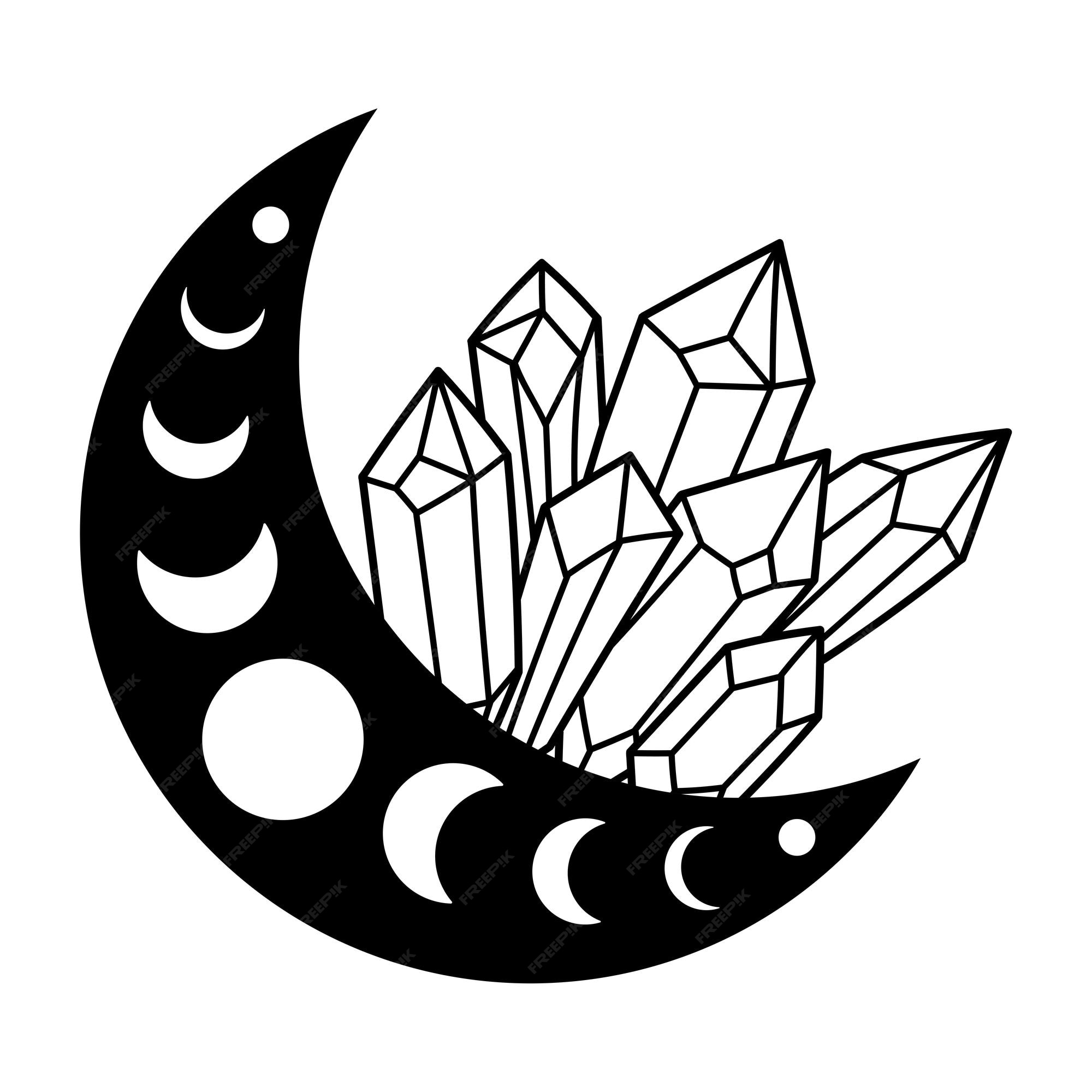 Premium Vector Mystical moon with crystal moon phases magical