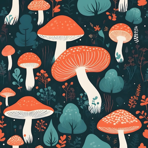Vector mystical mushroom forest