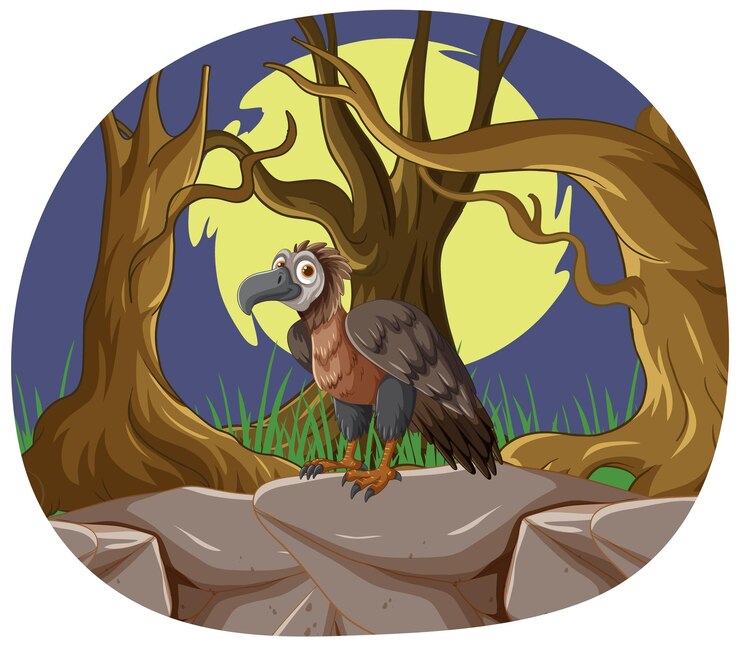 Vector mystical night owl in forest