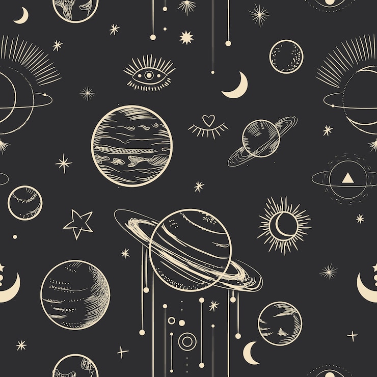 Vector mystical sacred illustration in retro engraving style
