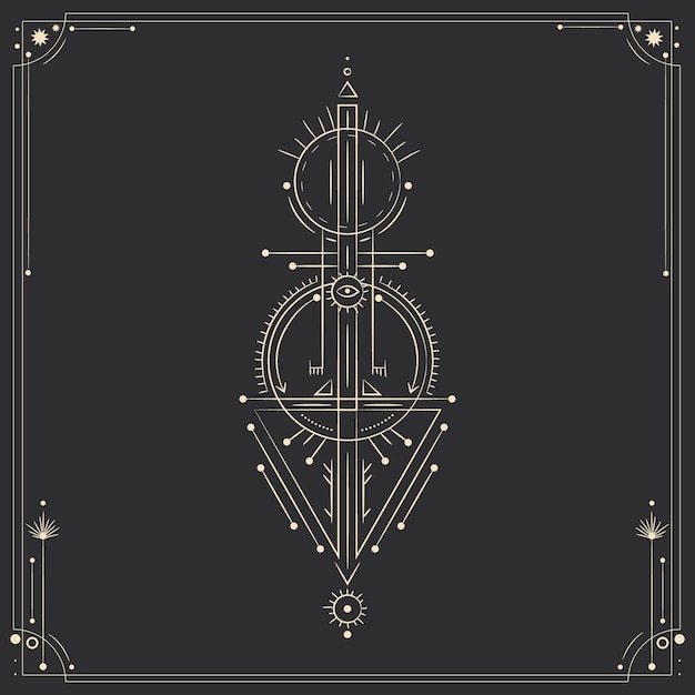 mystical sacred illustration in retro engraving style