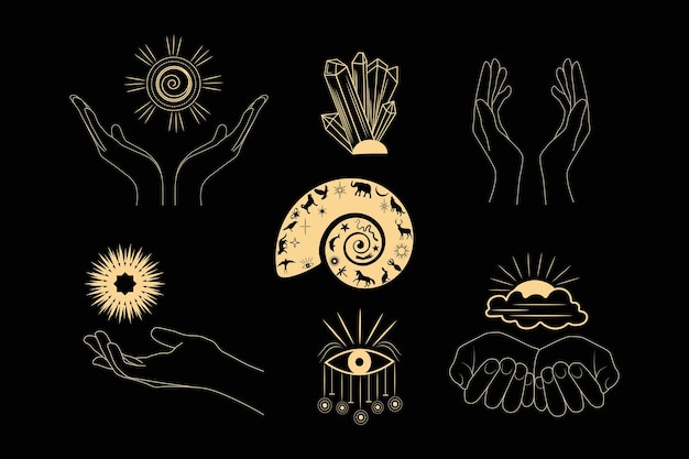 Vector mystical signs and symbols