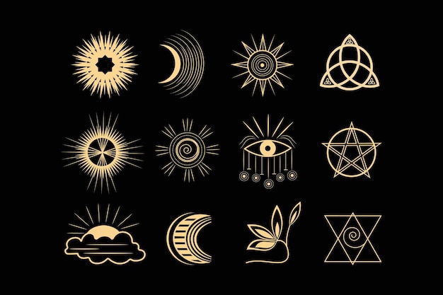 Vector mystical signs and symbols