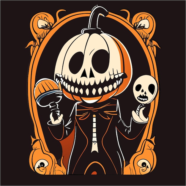 Vector mystical whispers pumpkin skull's phantasmagoria casts its spell