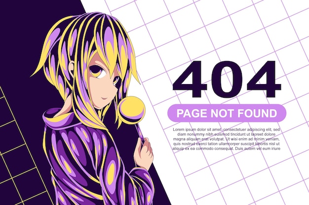 Vector mystieke kind anime fout 404 pagina niet gevonden