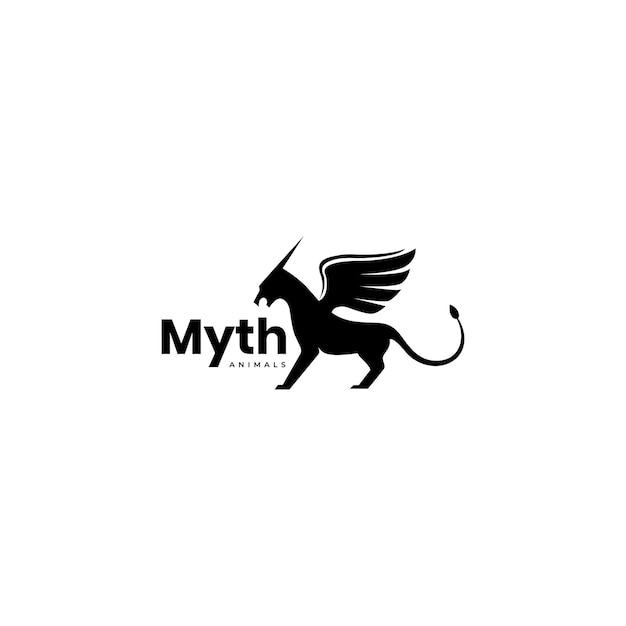 Vector myth dragon horse logo design