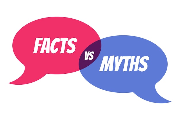 Mythen versus feiten concept van grondige feitencontrole of eenvoudig bewijsmateriaal vergelijken