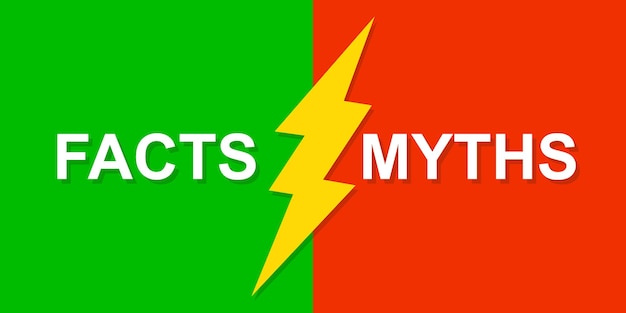 MYTHEN VS FEITEN Banner. Vectorillustratie