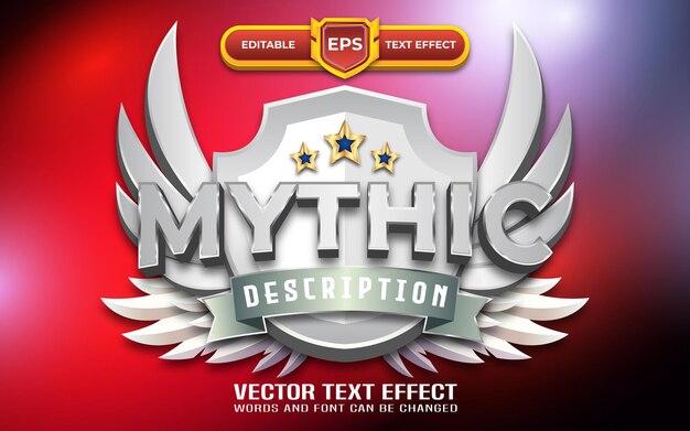 Mythic emblem 3d game logo with editable text effect and game theme