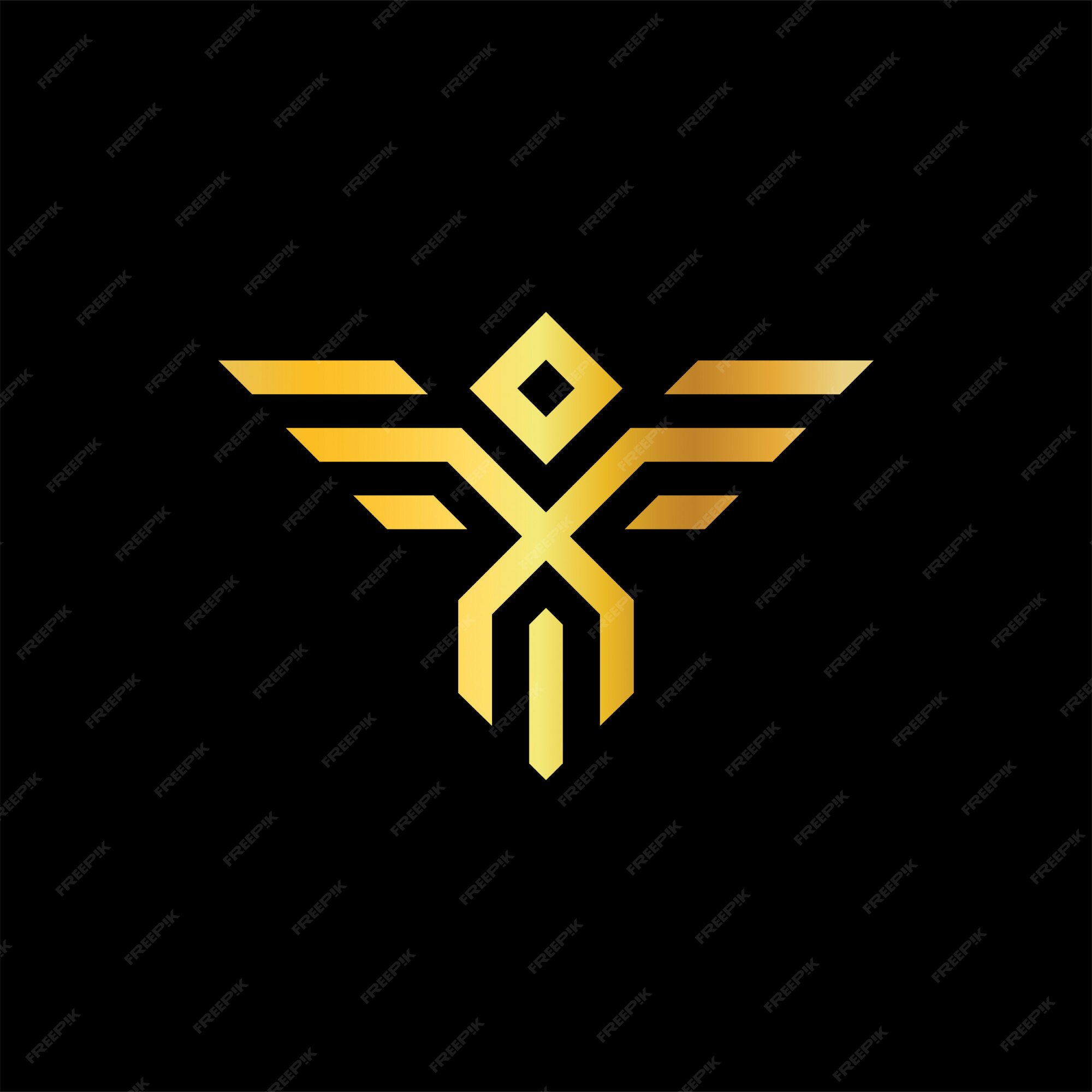 Premium Vector | Mythical bird gold monoline icon logo