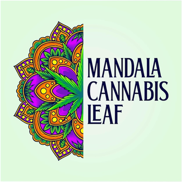 Vector mythische midden-oosterse cannabis mandala geometrie vector illustraties uw werk logo merchandise