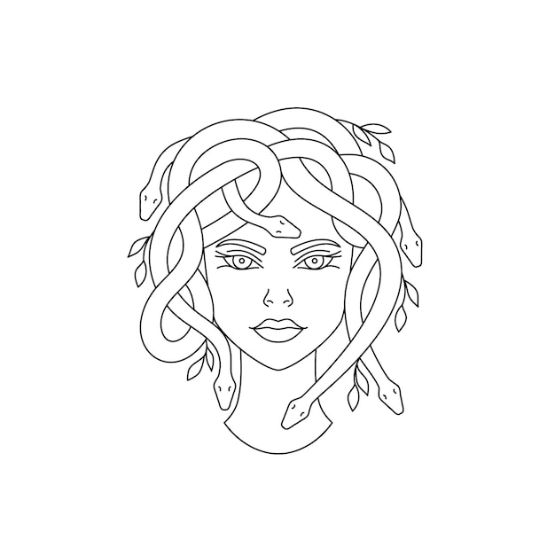 Mythological character Medusa Gorgon on white background.