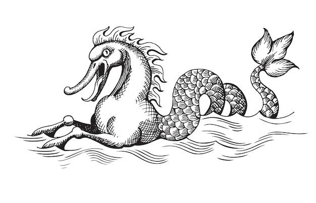 Mythologisch vintage zeemonster