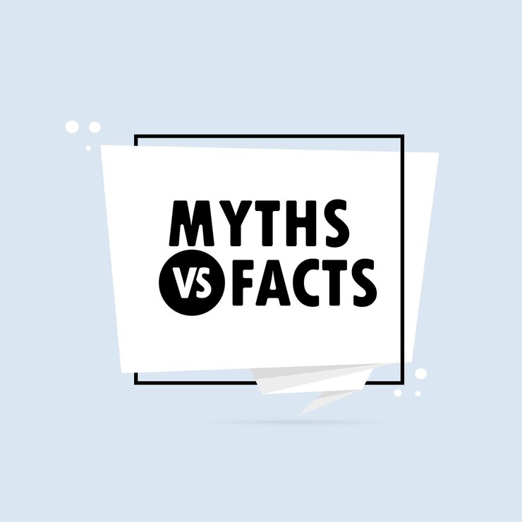 Myths facts. Origami style speech bubble banner. Poster with text Myths facts. Sticker design template. 