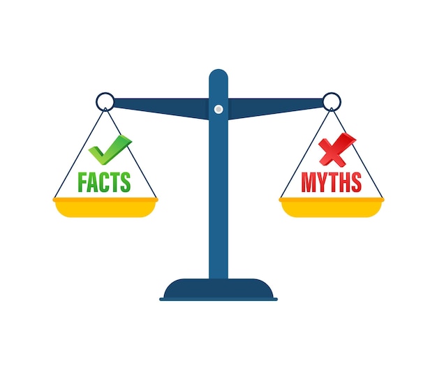 Myths facts scale Facts great design for any purposes Vector stock illustration