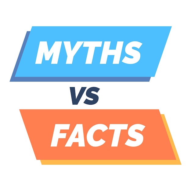 Myths versus facts concept comparing factual truth to rumors