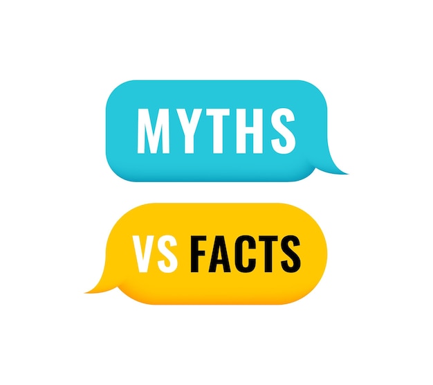 Vector myths vs facts 3d geometric message bubble banner design for business news and journalism vector illustration