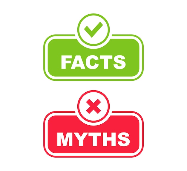 Myths vs facts banners badges for marketing and advertising